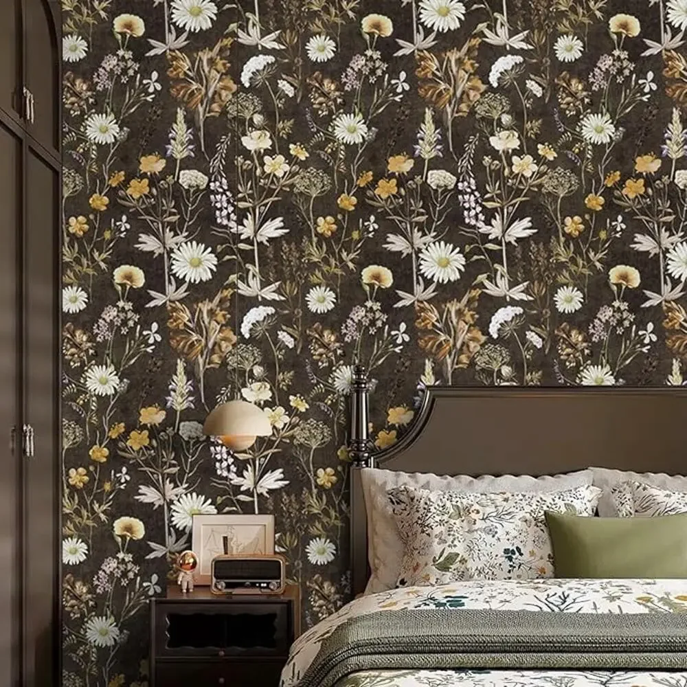NEW Dark Vintage Floral Botanical Peel and Stick Wallpaper 17.7